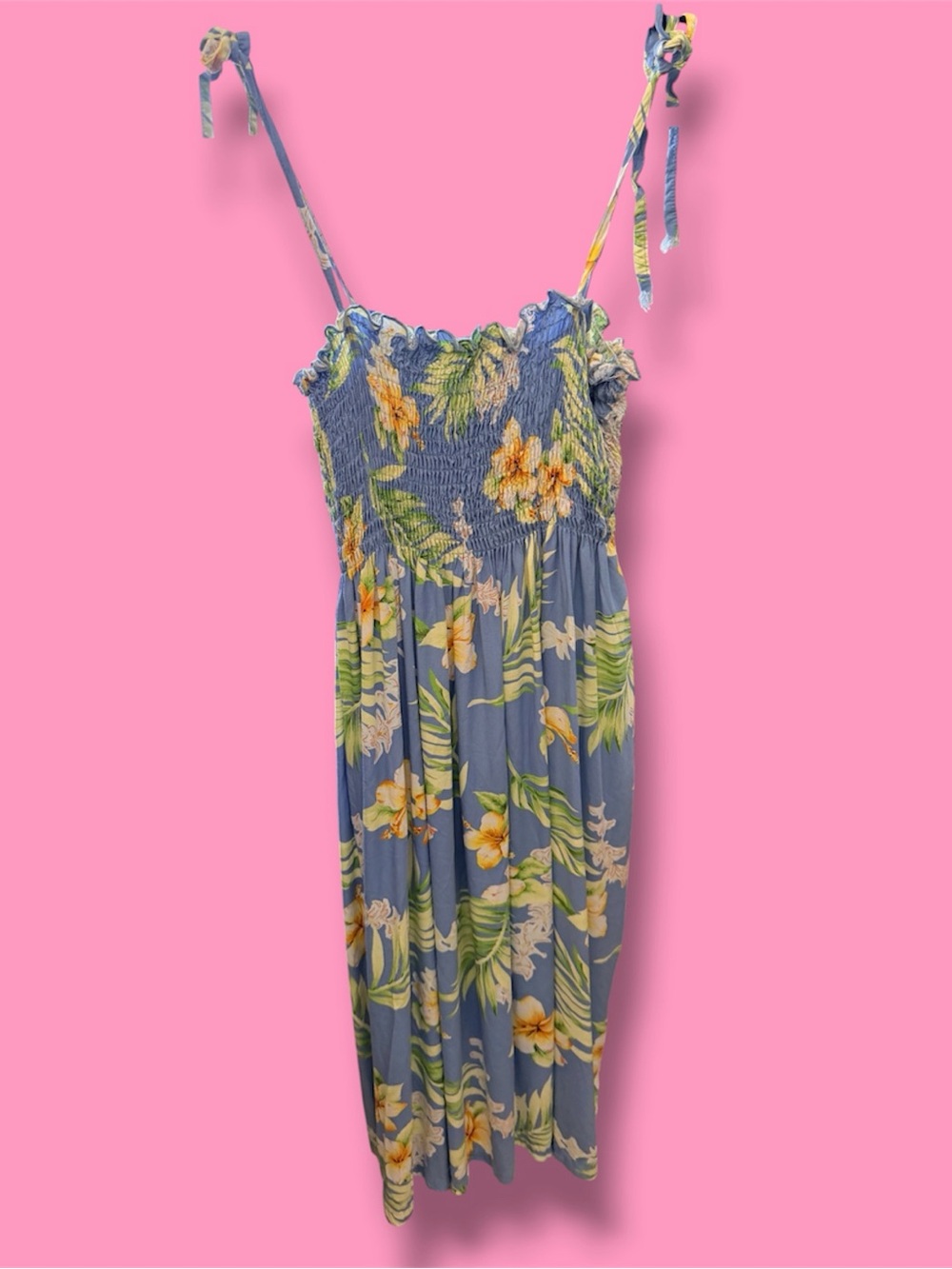 Two Palms Lavender and Yellow Floral Dress with Tie Straps - Picture 3 of 5